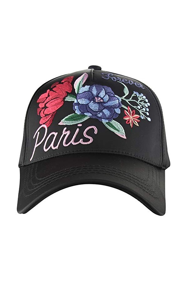 Minakolife Casquette de baseball pour femme Motif Paris Rose brillant - Noir - Large