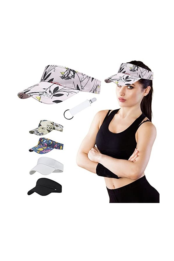 Chapeau pare-soleil - Visière de golf pour femme - Casquette de baseball réglable - Protection UV - Multicolore - Taille uniq