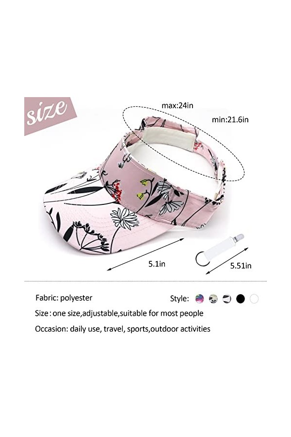 Chapeau pare-soleil - Visière de golf pour femme - Casquette de baseball réglable - Protection UV - Multicolore - Taille uniq