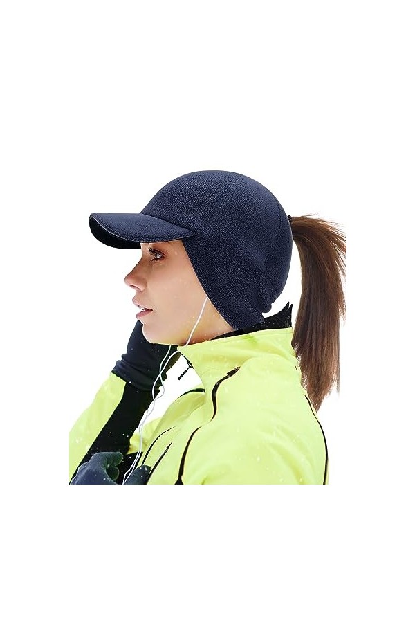 Gisdanchz Casquette Femme Hiver Queue De Cheval Casquettes de Baseball Running Casquettes Visières Femme avec Oreillette Chap