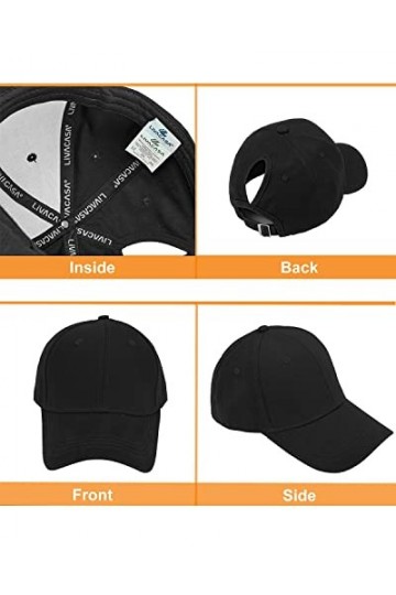 LIVACASA casquette de baseball femme casquette de baseball fille été réglable, Noir , taille unique