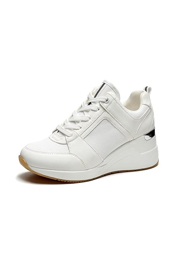 Baskets Compensées à la Mode pour Femmes - Chaussures Respirantes Décontractées, Chaussures de Tennis Antidérapantes, Chaussu