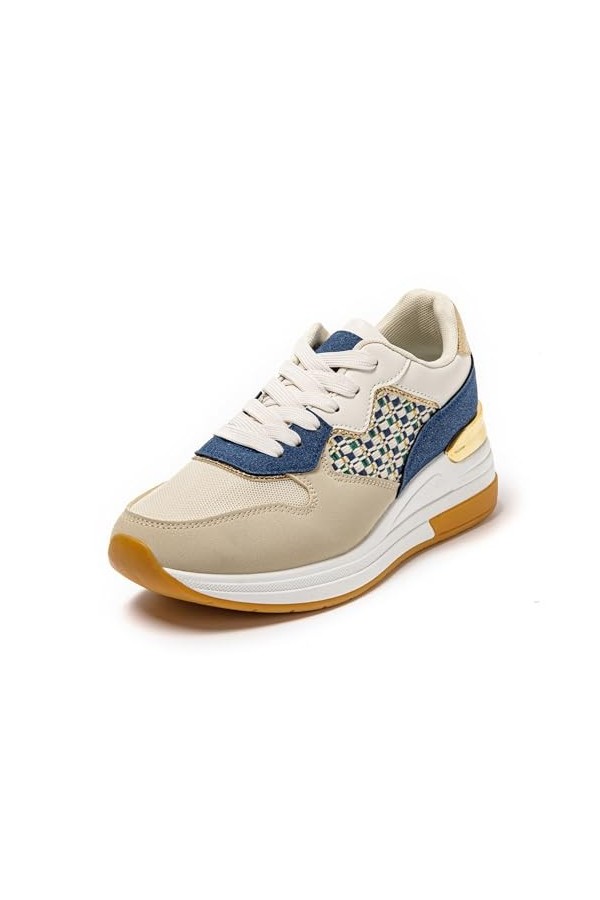 JOMIX Baskets Femmes Sneakers Casual Chaussures Compensées élégantes Confortable Respirant Marche Fitness Bleu, 38 
