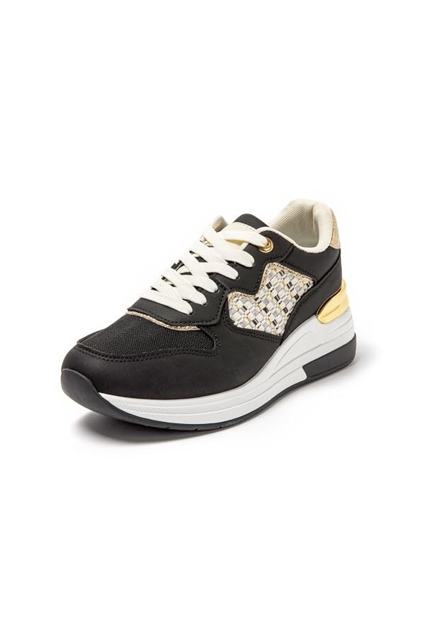 JOMIX Baskets Femmes Sneakers Casual Chaussures Compensées élégantes Confortable Respirant Marche Fitness Bleu, 38 