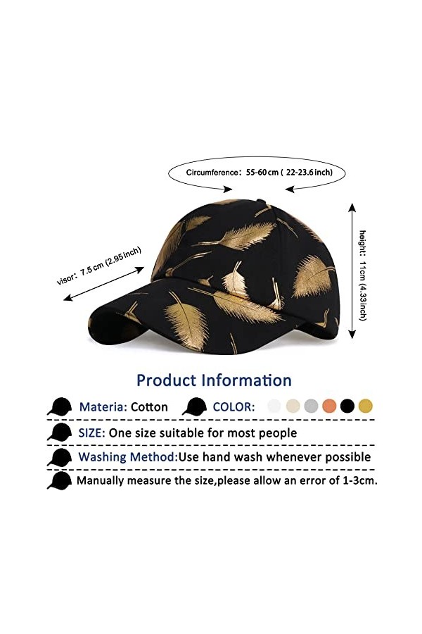 Kordear Casquette de baseball pour femme - Unisexe - Imprimé - Casquette de baseball réglable en coton - Pour sports de plein