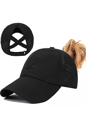 Enwokran Casquette de Baseball Femme, Queue de Cheval été Réglable Chapeau Séchage Rapide Respirante Anti-Soleil UV pour Runn