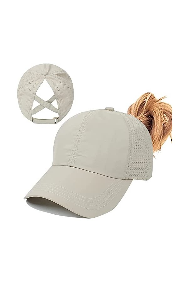 Enwokran Casquette de Baseball Femme, Queue de Cheval été Réglable Chapeau Séchage Rapide Respirante Anti-Soleil UV pour Runn