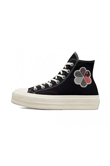 Converse Chuck Taylor All Star Lift Platform Crafted Patchwork 37.5 EU Noir Aigret Rouge
