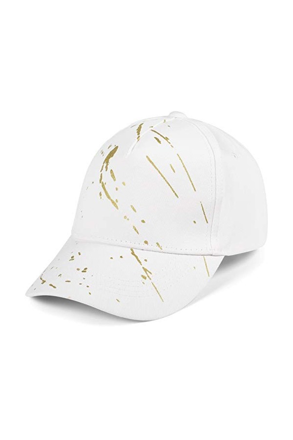 styleBREAKER Casquette 5 Panneaux pour Dames Unicolore avec des éclaboussures de Peinture dorée, Casquette de Baseball, Basec