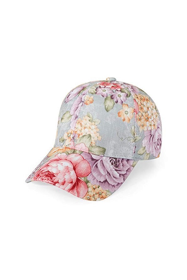 ZLYC Casquette de baseball à bretelles réglables pour femme Imprimé floral - Rose -