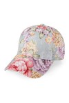 ZLYC Casquette de baseball à bretelles réglables pour femme Imprimé floral - Rose -