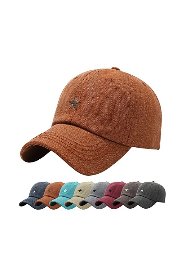 Baynetin Casquette de Baseball, Coton Anti-Soleil Baseball Cap avec Pentagramme Brodée, Homme Femme été Unisexe Réglable Casq
