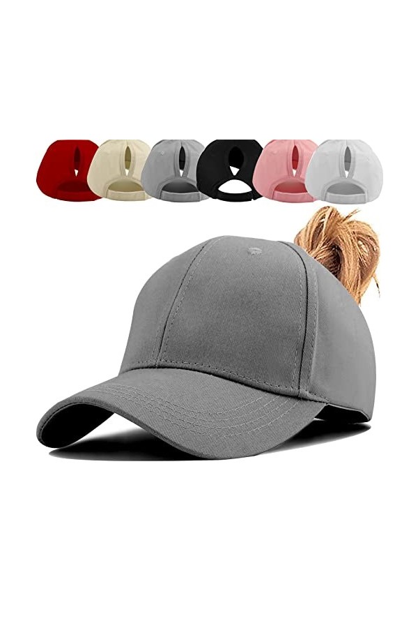 Queue de Cheval Casquette de Baseball, Coton Respirante Ajustable Légère Anti-Soleil, Unisexe Couleur Vintage Messy Casquette
