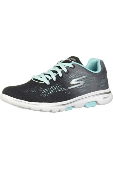 Skechers Femme Go Walk 5-Alive Basket, Black Aqua, 36.5 EU