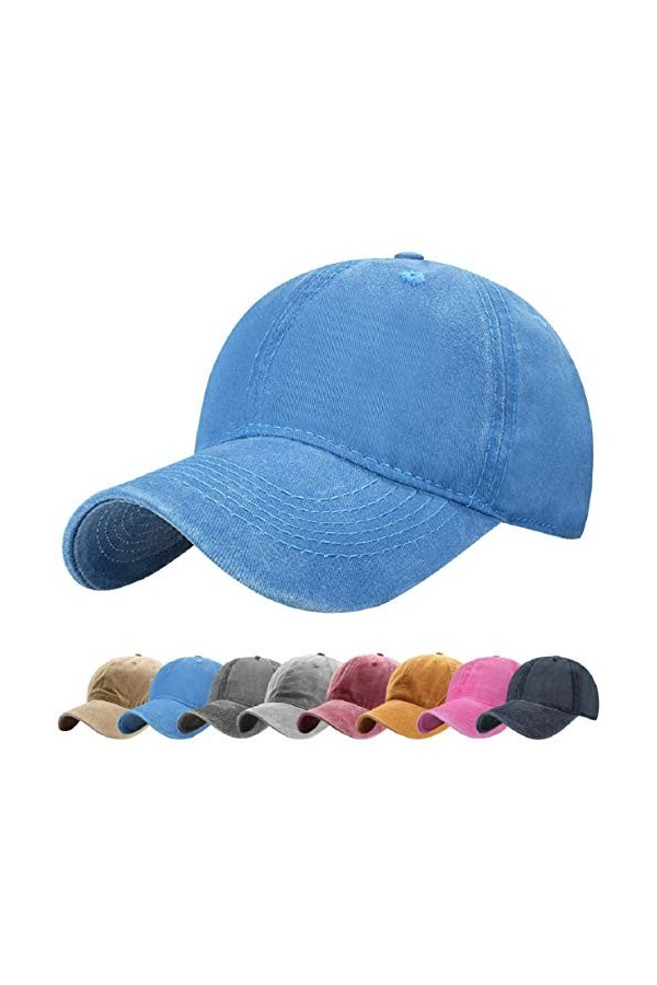 Tuopuda Casquette de Baseball Femme Vintage Baseball Cap Chapeau Queue De Cheval Réglable Casquettes de Sport Outdoor Noir 