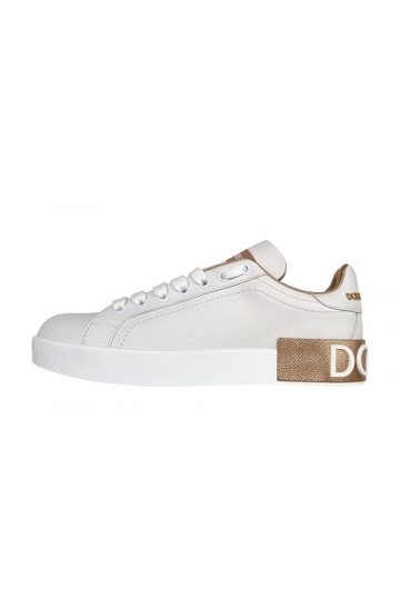 Dolce & Gabbana Chaussures Sneakers Portofino Femme CK1544 Blanc Or, Blanc or, 38.5 EU