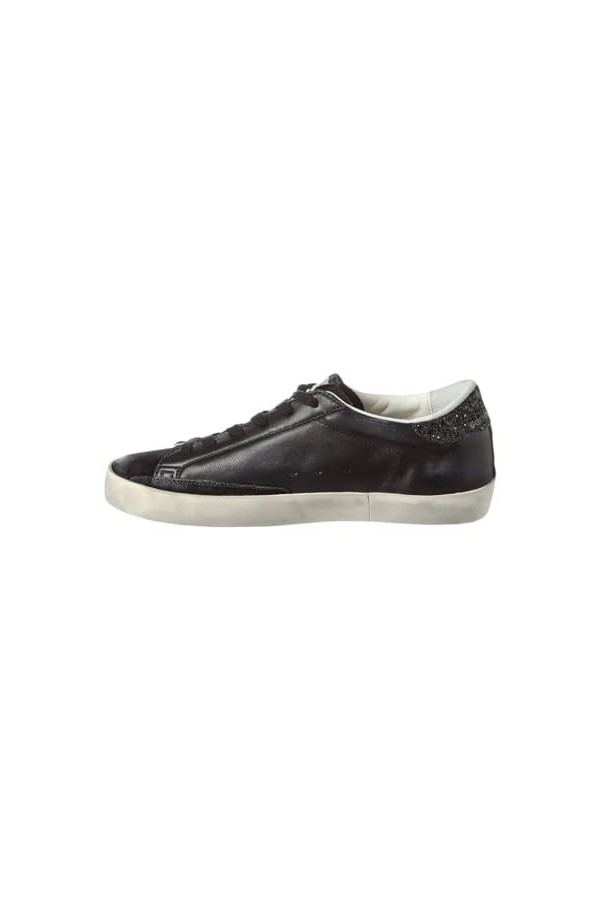 Golden Goose Chaussures Femme Baskets Superstar Vintage Cuir et Glitter 90100 Noir, Noir , 37 EU