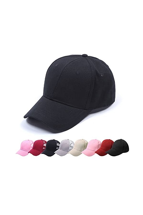 LYworld Femme Casquette de Baseball de Queue de Cheval Réglable Demi-Maille Chapeau de Sport Outdoor - Noir-Coton - Taille un
