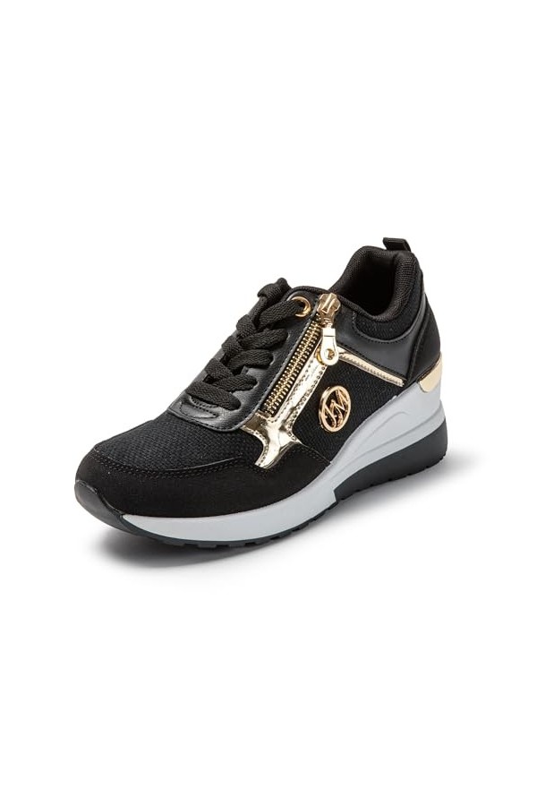 JOMIX Baskets Femmes Compensées Sneakers Casual Chaussures élégantes Confortable Respirant Marche Fitness Gymnastique Bleu, 