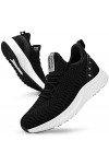 Feethit Femme Baskets Respirant Marche Running Chaussures Fitness Course Basses Gym Mode Sneakers 42 Noir Blanche
