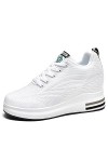 AONEGOLD Femme Baskets Compensées Chaussure Tennis de Sport Gym Fitness Respirantes Sneakers Talon 8.5cm Blanc 35 EU 