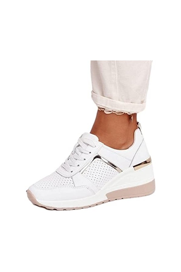 Yagerty Chaussures de Marche pour Femmes Talon compensé à Semelles épaisses Maille Respirante Tennis Baskets décontractées Mo