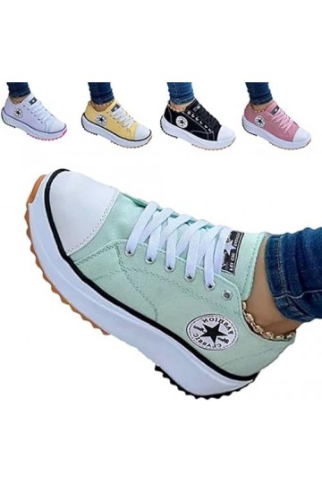 SZYDM 2022 Femmes Mode Toile Chaussures Baskets, Printemps Bas Haut Grande Taille Femmes Gâteau Éponge Fond Épais Plate-Forme
