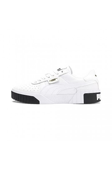 PUMA Femme Cali Wns Sneakers, White Black, 37.5 EU