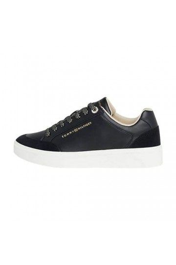 Tommy Hilfiger Femme Baskets de Court saisonnières, Noir, 38 EU