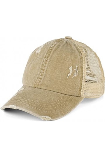 styleBREAKER Casquette de Baseball pour Femmes en Look usagé délavé avec Insert en Maille, Queue de Cheval, 6 Panneaux, régla