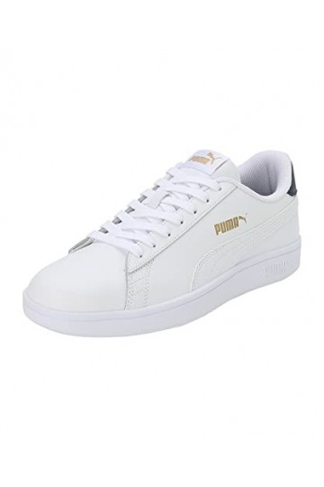 PUMA Unisex Adults Fashion Shoes SMASH V2 L Trainers & Sneakers, PUMA WHITE-PUMA WHITE-PEACOAT-PUMA TEAM GOLD, 41