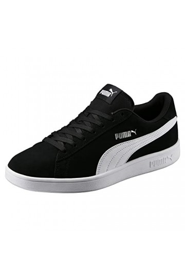 PUMA Mixte Smash V2 Baskets, Puma Black Puma White Puma Silver, 39 EU