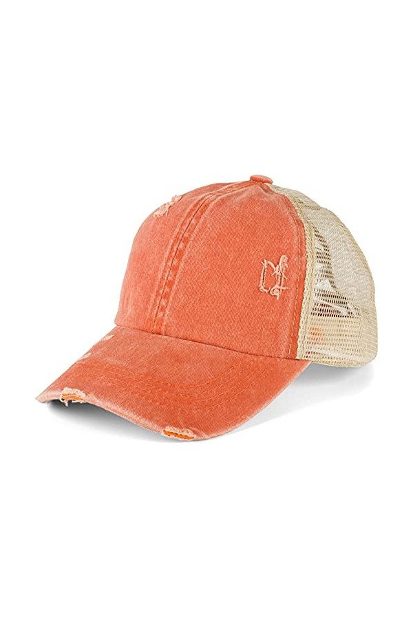 styleBREAKER Casquette de Baseball pour Femmes en Look usagé délavé avec Insert en Maille, Queue de Cheval, 6 Panneaux, régla