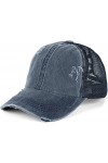 styleBREAKER Casquette de Baseball pour Femmes en Look usagé délavé avec Insert en Maille, Queue de Cheval, 6 Panneaux, régla