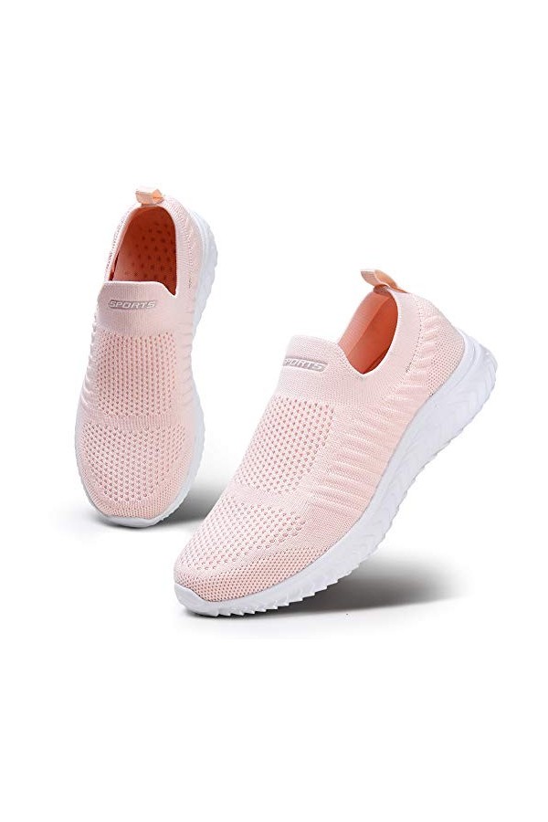 HKR Baskets à enfiler en mousse à mémoire de forme pour femme - Chaussures de sport confortables à enfiler, 36 EU