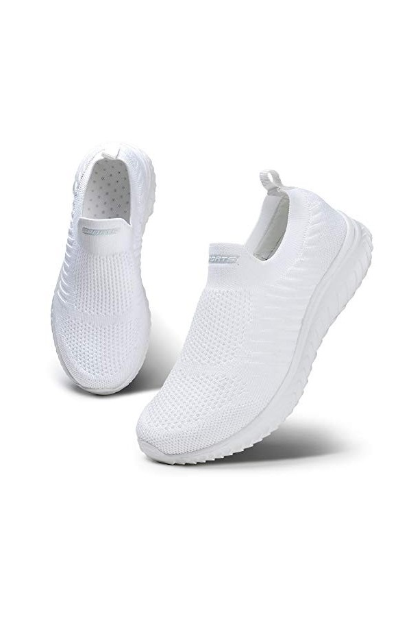 HKR Baskets à enfiler en mousse à mémoire de forme pour femme - Chaussures de sport confortables à enfiler, 36 EU