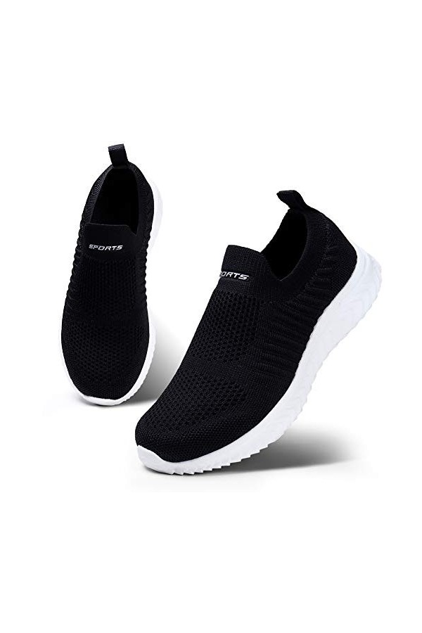 HKR Baskets à enfiler en mousse à mémoire de forme pour femme - Chaussures de sport confortables à enfiler, 36 EU