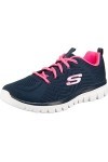 Skechers Femme Graceful-Get Connected Baskets, Marine Mesh Hot Rose Trim, 38.5 EU