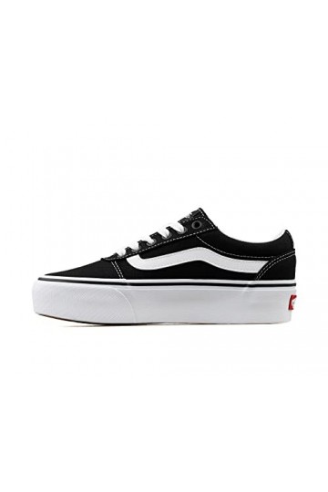 Vans Ward Platform, Sneaker Basse Femme, Noir Canvas Black/White, 36.5 EU