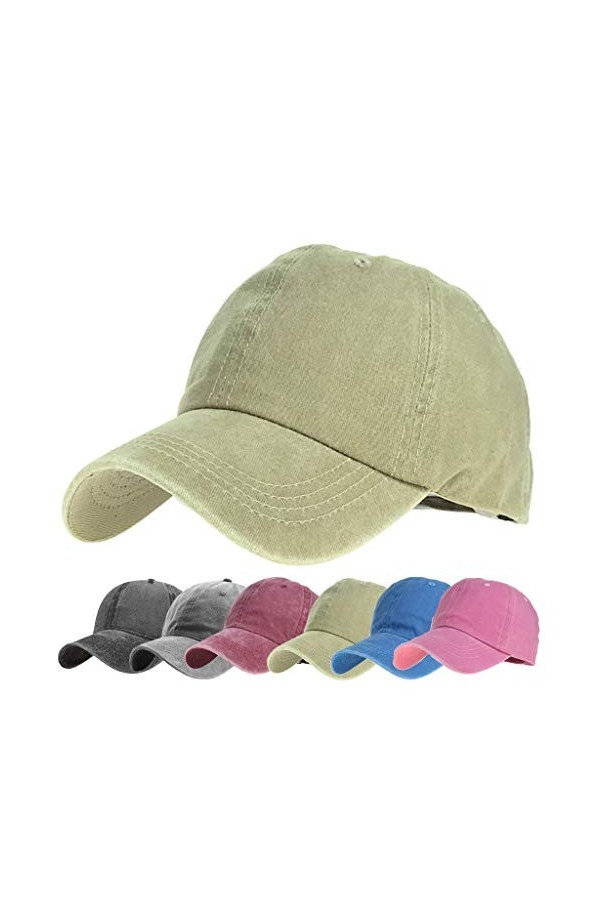 CheChury Casquette Vintage Pure Color Casquette de Baseball Classique Unisexe Réglable Chapeau Coton Baseball Cap Snapback Hi