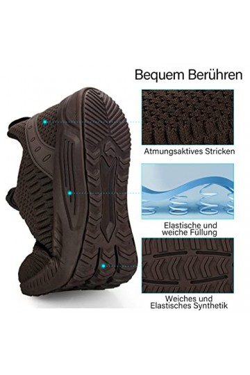 Feethit Femme Baskets Respirant Marche Running Chaussures Fitness Course Basses Gym Mode Sneakers 40 Marron