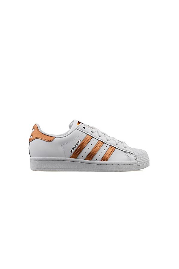 adidas Femme Superstar Sneaker, Cloud White/Copper Metallic/Core Black, Fraction_39_and_1_Third EU