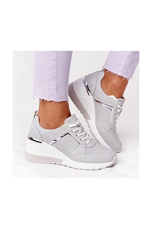 Yagerty Chaussures de Marche pour Femmes Talon compensé à Semelles épaisses Maille Respirante Tennis Baskets décontractées Mo