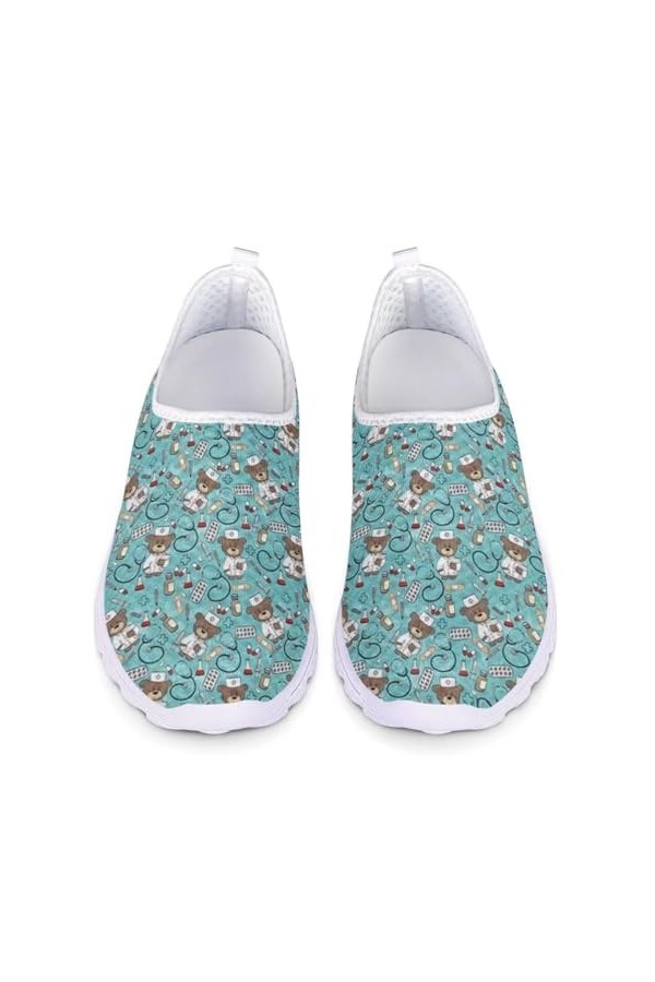 chaqlin Femmes Hommes Chaussures de Course pour Baskets de Sport en Maille avec Chaussures de Jogging imprimées infirmières M