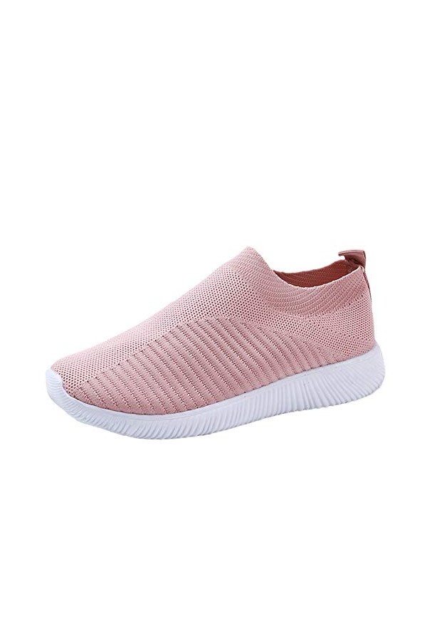 Chaussures Femme Ete Confortable Pas Cher Soldes Baskets Basses Plate Running Jogging Sport Respirant Mesh Chaussette Fille T