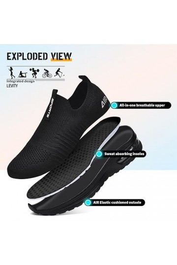 Femme Basket Mode Respirantes Slip on pour Sneakers Femmes Sports en Salle Sneakers,All Noir,40 EU