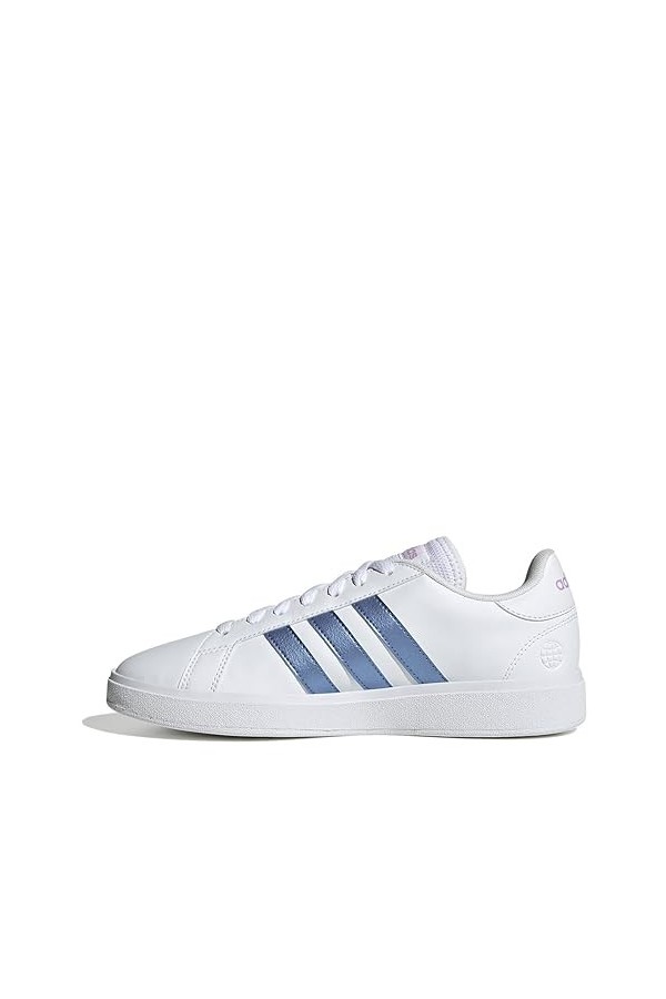 adidas Femme Grand Court Base 2.0 Basket, Ftwr Blanc Bleu Fusion Met Bliss Lilac, 38 EU