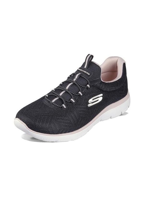 Skechers Femme Sommets, Garniture Grise argentée en Maille Blanche, 40 EU