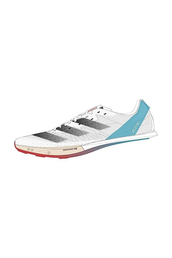 adidas Mixte Adizero Prime SP 2 Shoes-Low, FTWR White/Core Black/Lucid Cyan, 42 EU
