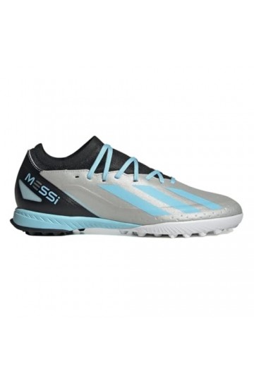 adidas Mixte X Crazyfast Messi.3 TF Football Shoes Turf , Silver Met./Bliss Blue/Core Black, 44 2/3 EU